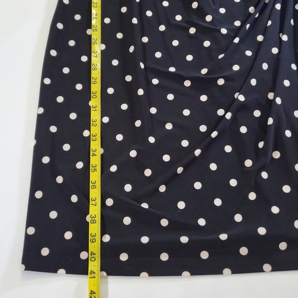 🟢7570 * Lauren Ralph Lauren Polka Dot Surplice Midi Dress Black White Size 18 - Picture 9 of 9